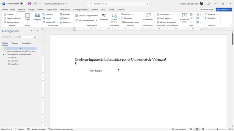 preparación de documentos con procesador de textos