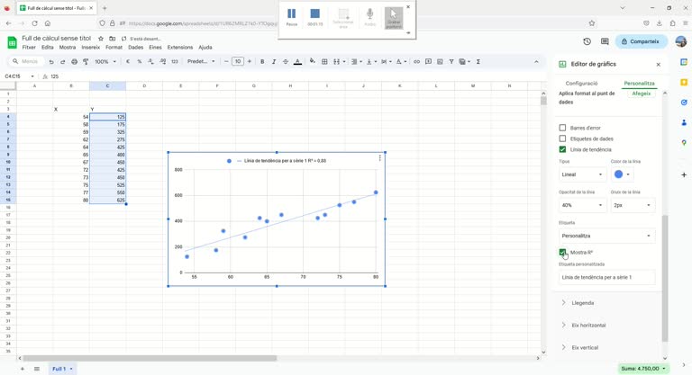 Regresión Lineal con Google Calc